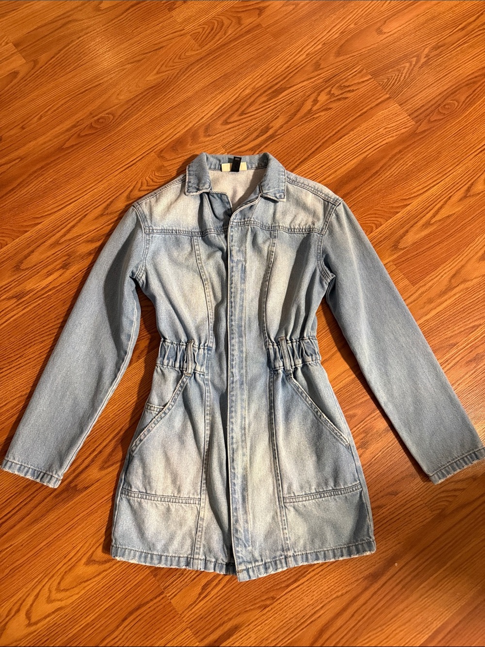 Light Wash Denim Dress with Cinched Waist